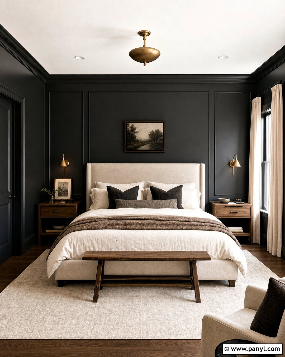 Soft Black Walls And Trim - 20 monochromatic walls and trim ideas