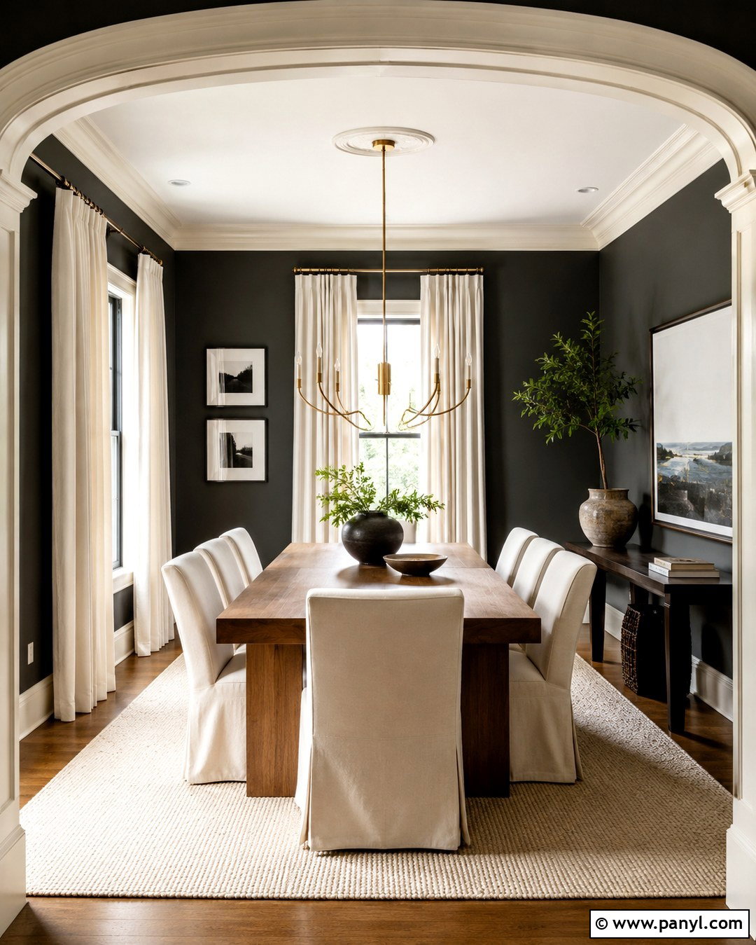Soft Black Walls With Cream Trim - 20 Cream Trim Wall Color Ideas