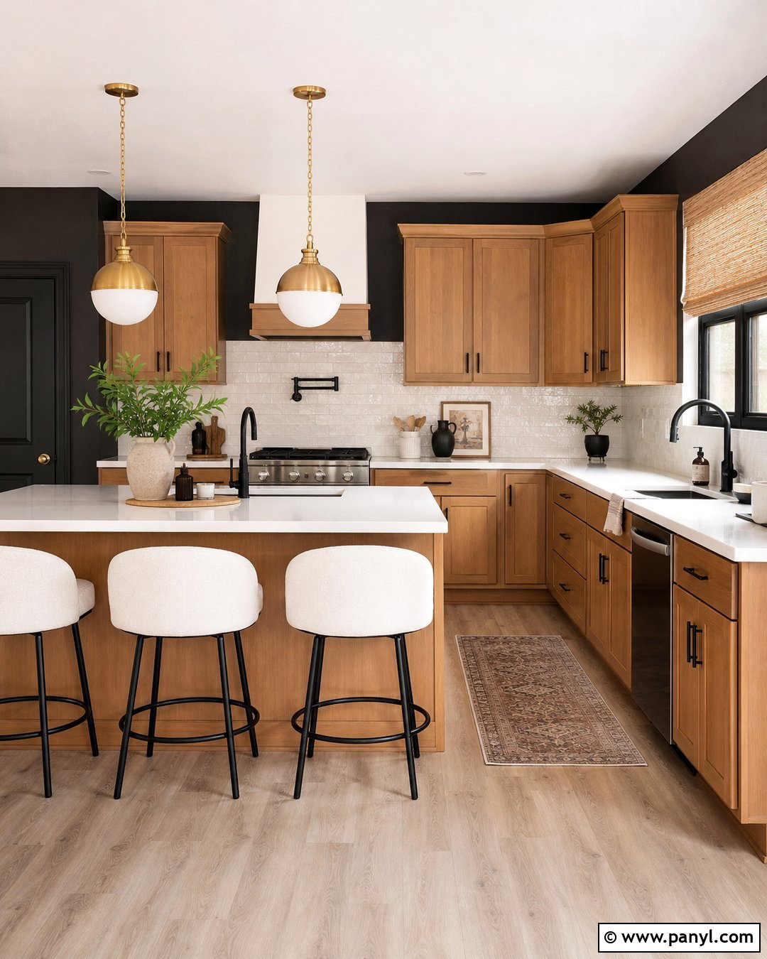 Soft Black Walls With Honey Oak Cabinets - 35 honey oak kitchen cabinets wall color ideas