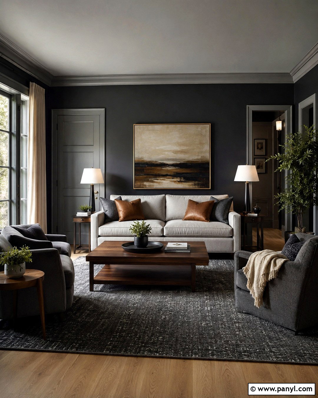 Soft Black Walls With Layered Grey Decor - 20 Black And Grey Wall Paint Ideas