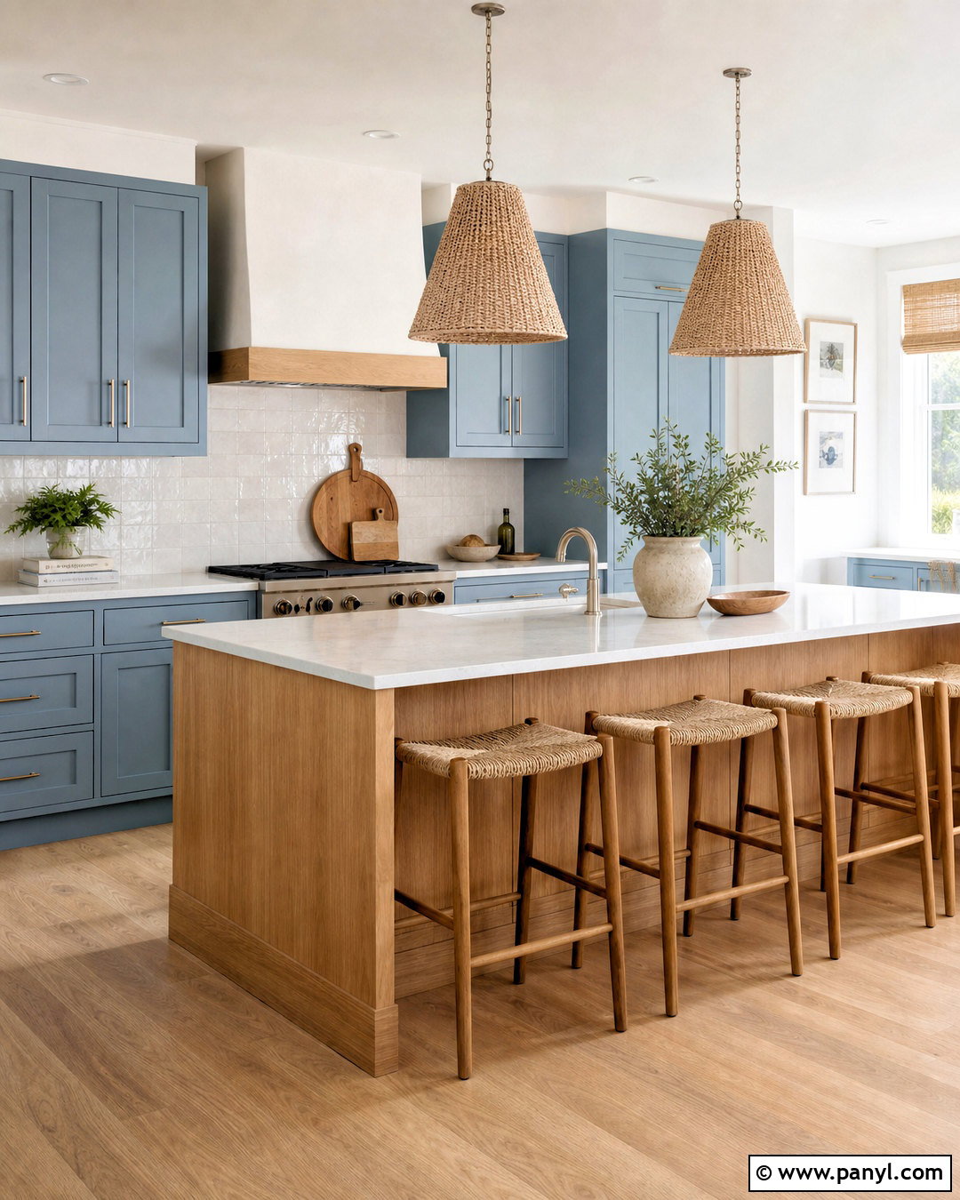 Soft Blue And Natural Wood Kitchen - 20 kitchen colour schemes