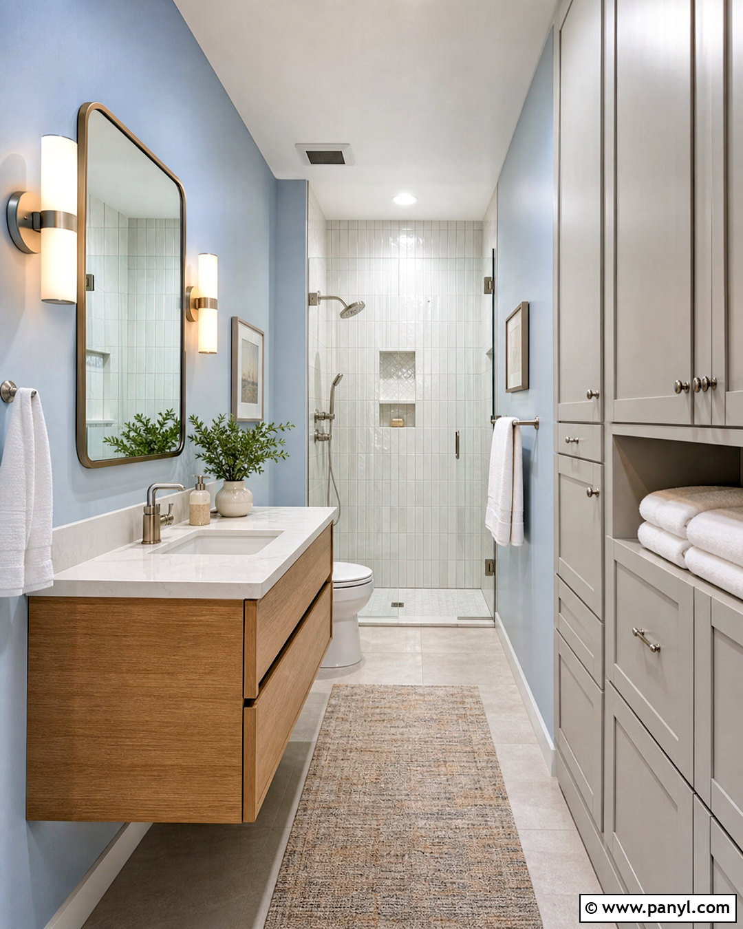 Soft Blue And Warm Wood Bathroom Paint Scheme - 20 bathroom paint ideas colour schemes