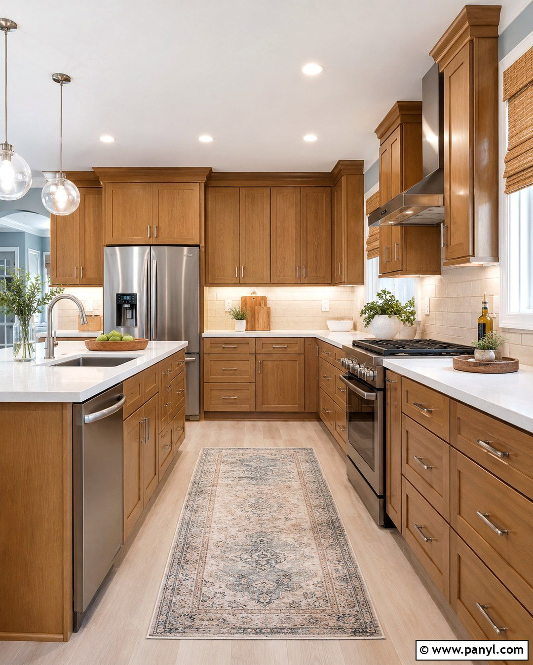 Soft Blue Gray Walls With Honey Oak Cabinets - 20 Honey Oak Cabinets Wall Color Ideas