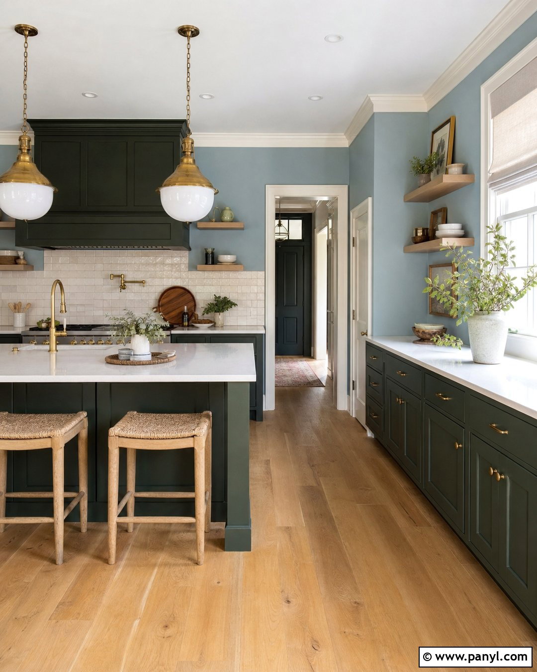 Soft Blue Kitchen Walls With Dark Green Cabinets - 20 Blue Kitchen Walls With Dark Cabinets