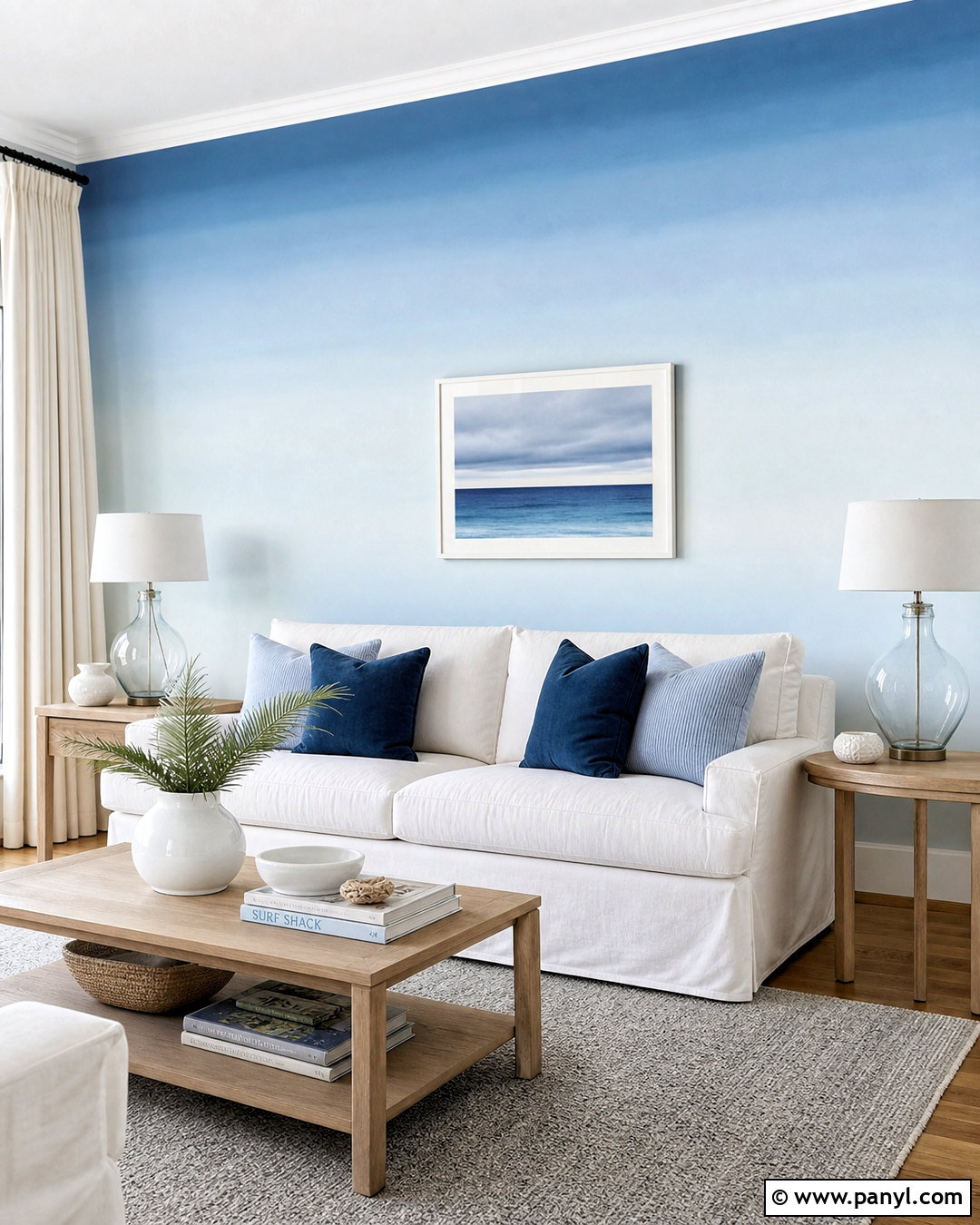 Soft Blue Ombre Living Room Wall - 20 wall design ideas living room paint ideas