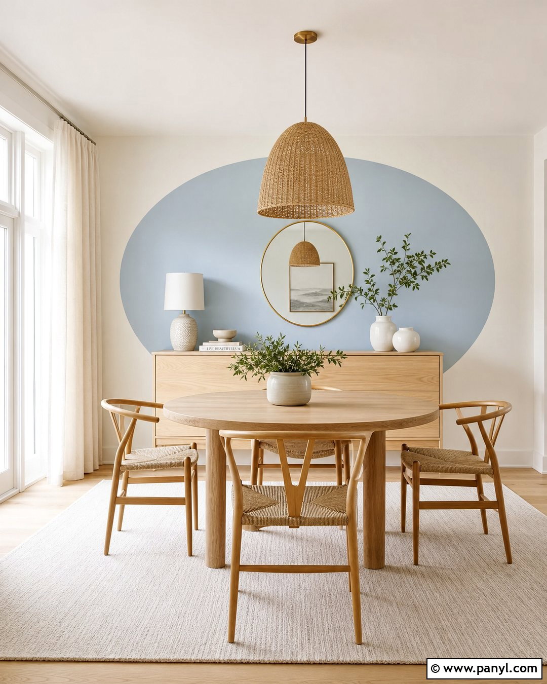 Soft Blue Oval Accent Wall Dining Room - 20 Painted Oval Accent Wall Ideas