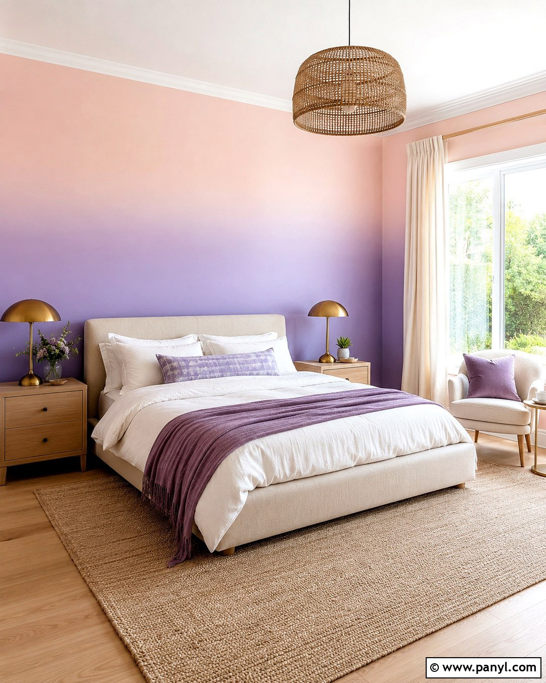 Soft Blush And Lavender Ombre Bedroom Wall - 20 Pink And Purple Ombre Wall Ideas