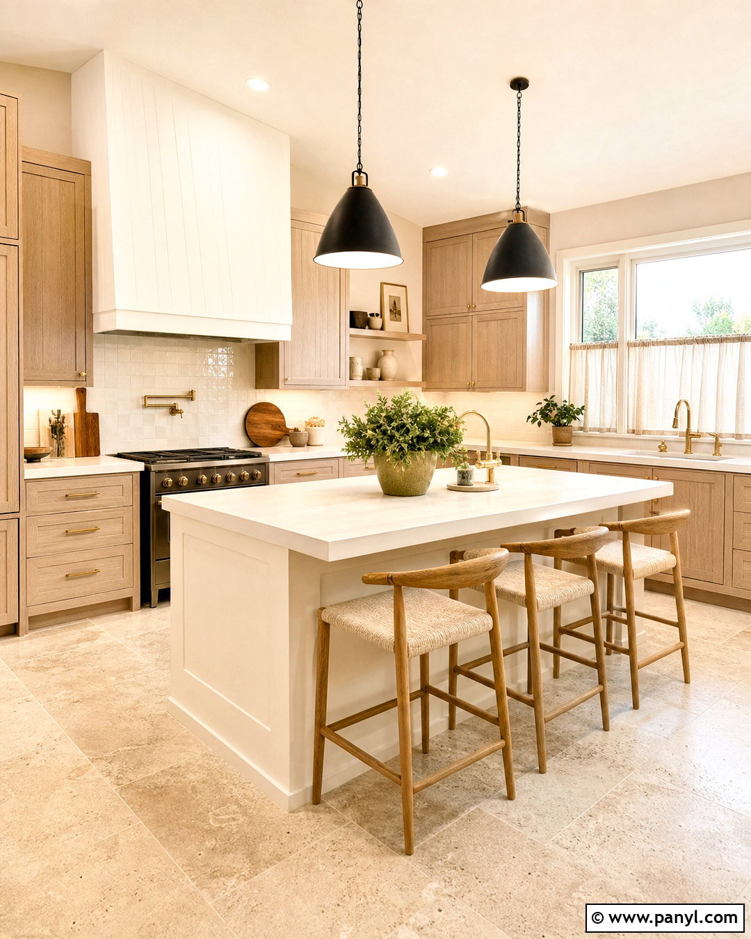 Soft Blush Kitchen With Oak Cabinets - 20 kitchen paint colors with oak cabinets
