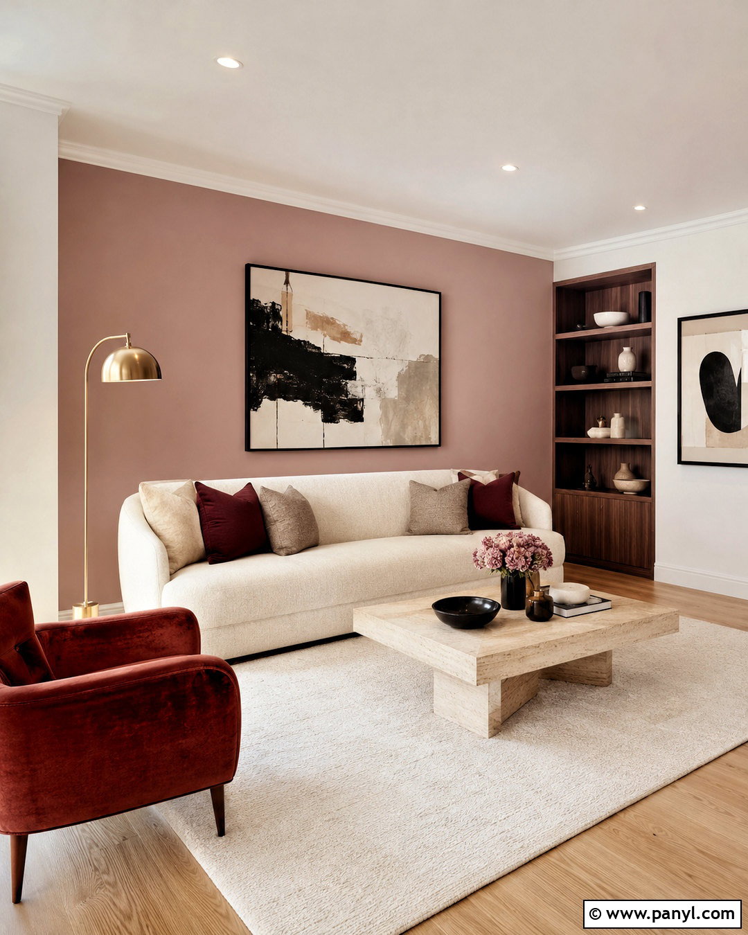 Soft Blush Living Room Accent Wall - 20 paint living room ideas accent walls