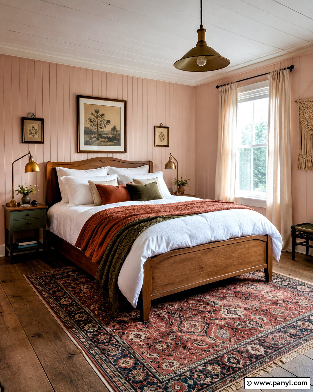 Soft Blush Painted Knotty Pine Bedroom Walls - 20 painted knotty pine walls before after ideas