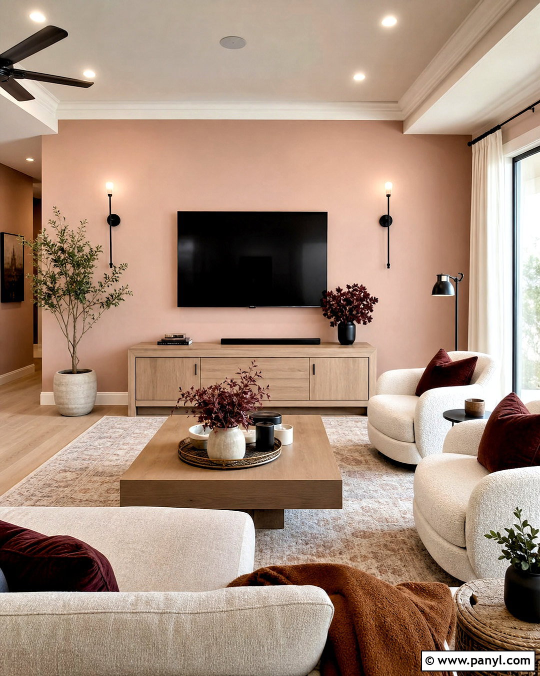 Soft Blush TV Wall - 20 tv wall color ideas living room ideas
