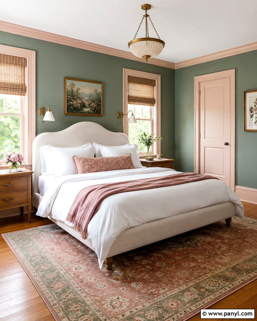 Soft Blush Trim With Green Walls - 20 Trim Colors For Green Walls