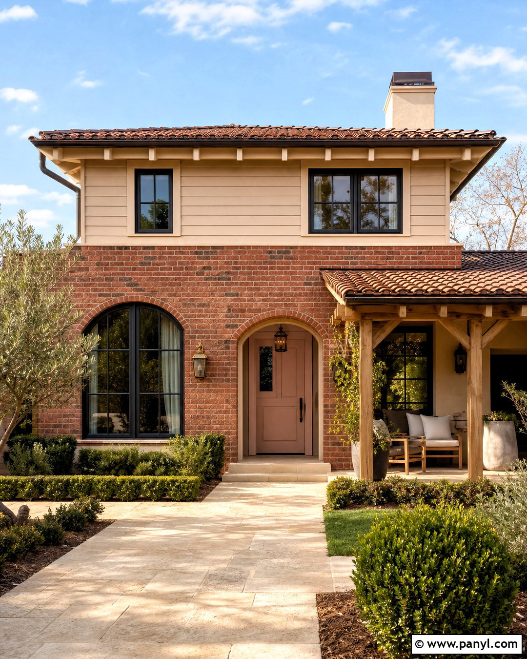 Soft Blush With Red Brick - 20 colors that go with red brick ideas
