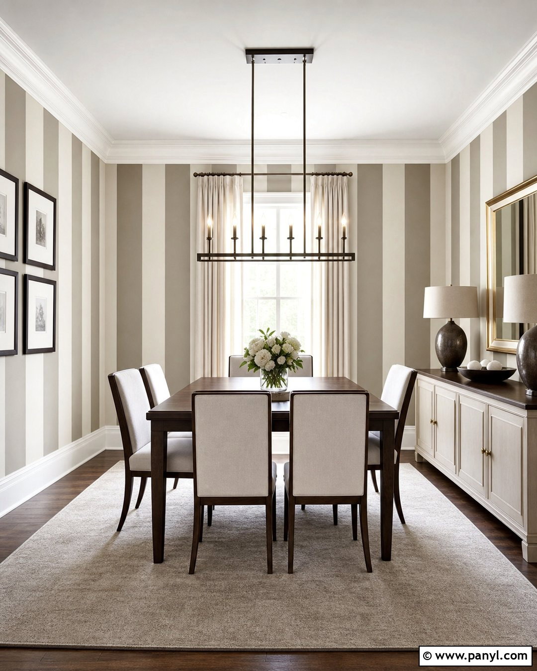 Soft Brown And Ivory Dining Room Stripes - 20 Neutral Color Wall Stripes