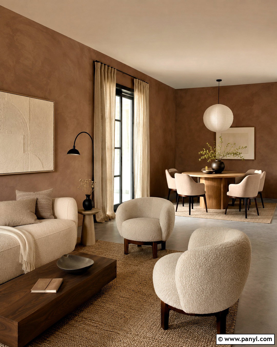 Soft Brown Limewash Open-Plan Room - 20 limewash paint texture ideas