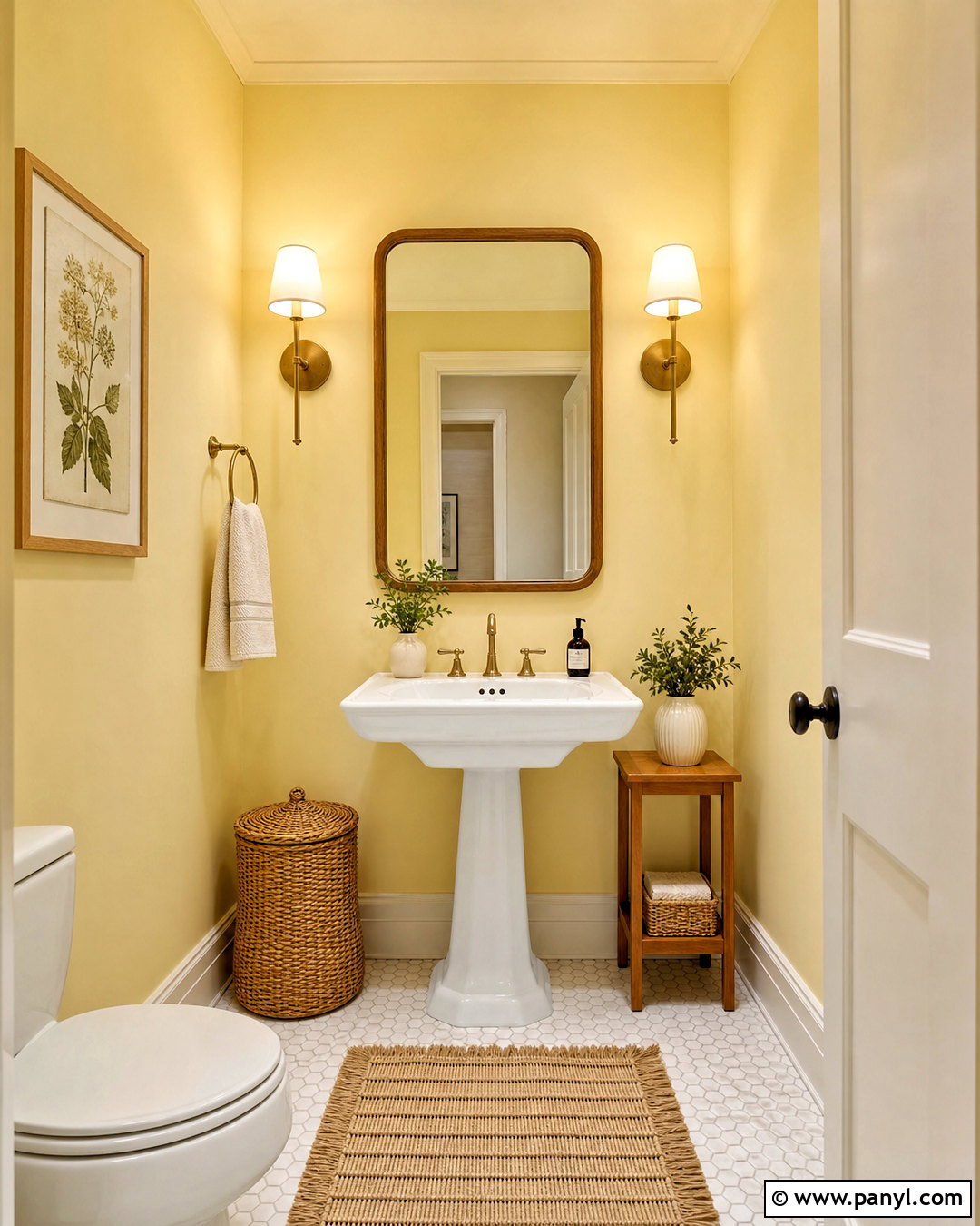 Soft Butter Yellow Powder Room - 20 yellow powder room ideas