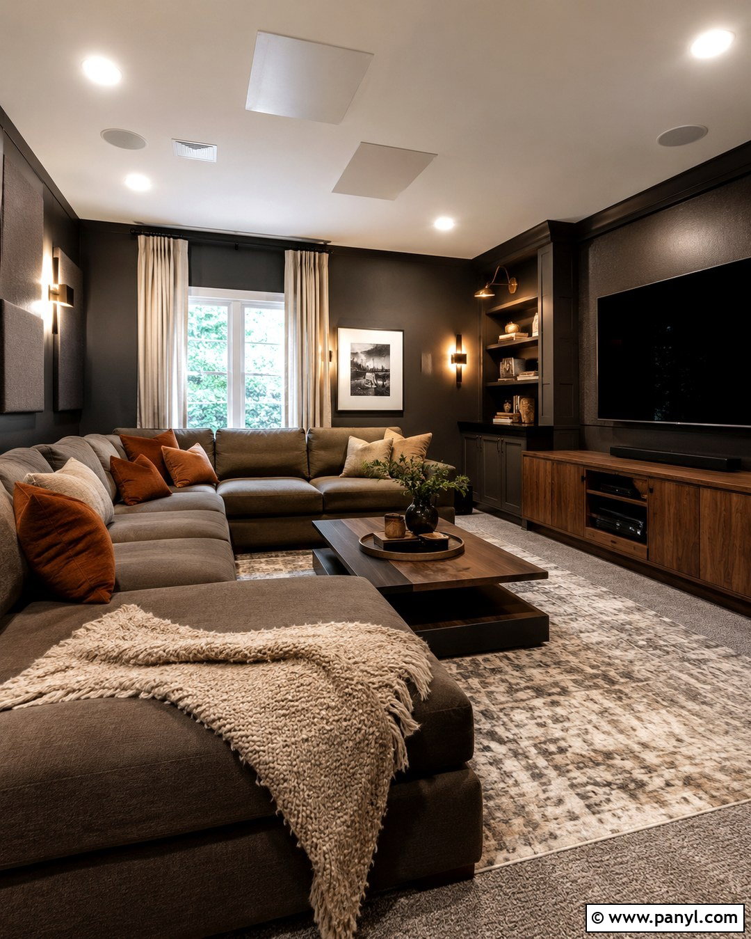 Soft Charcoal Media Room - 20 Painted Wall Colors