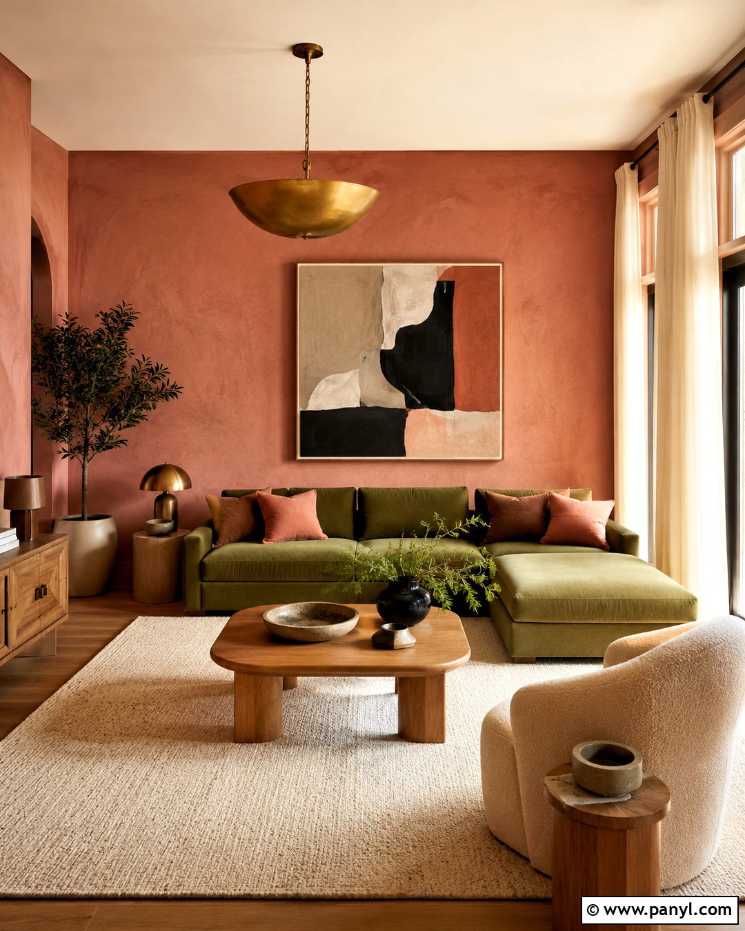 Soft Clay Walls With Olive Green Couch - 20 Wall Color For Olive Green Couch Ideas