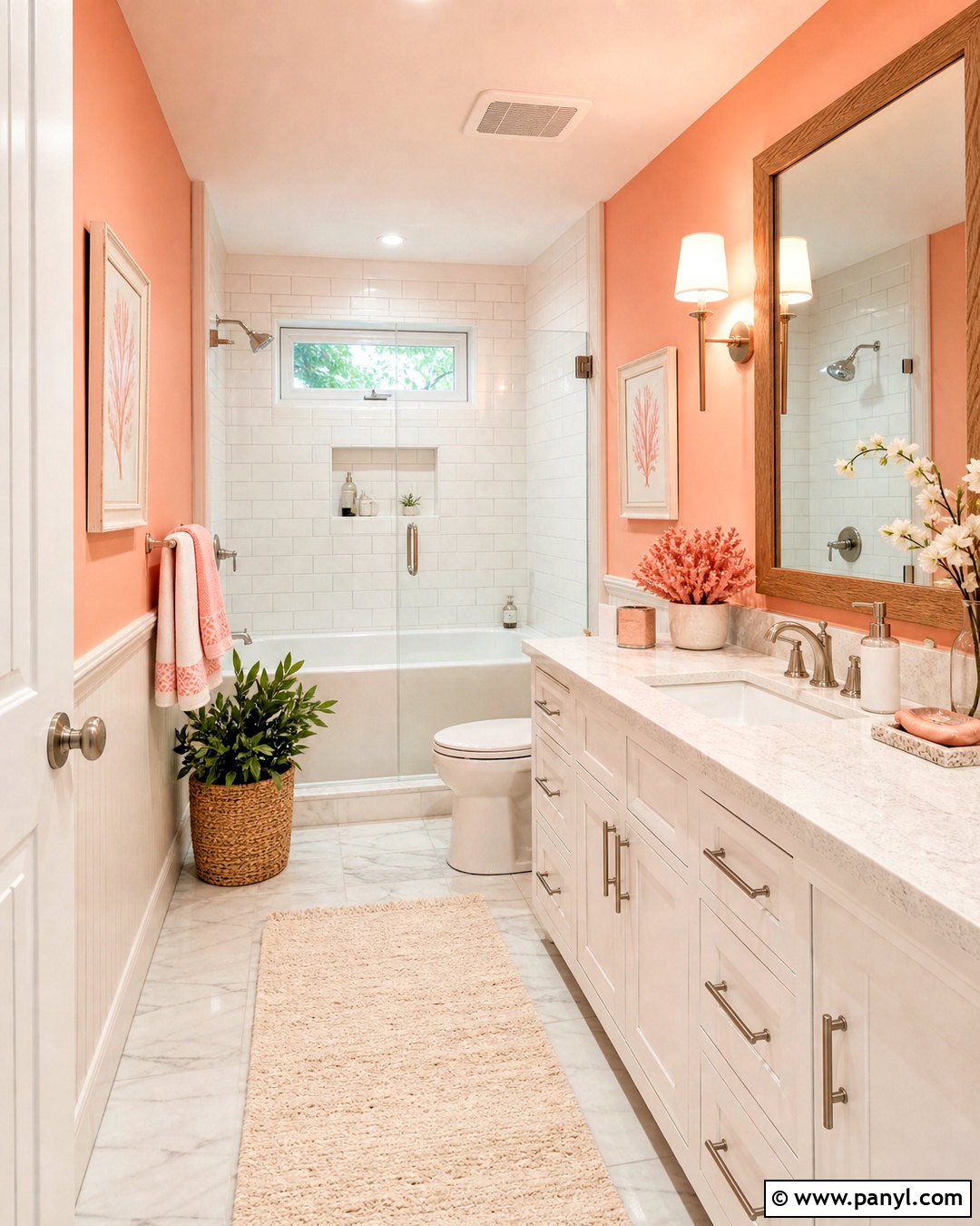 Soft Coral And White Bathroom - 20 coral bathroom ideas