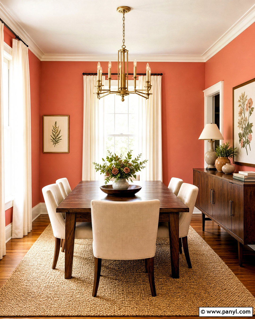 Soft Coral Dining Room - 20 coral wall paint ideas