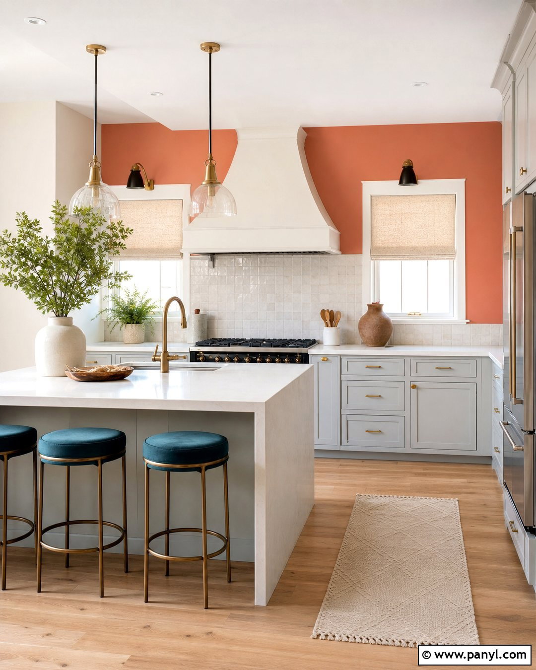 Soft Coral Kitchen Accent Wall - 30 kitchen accent wall color ideas