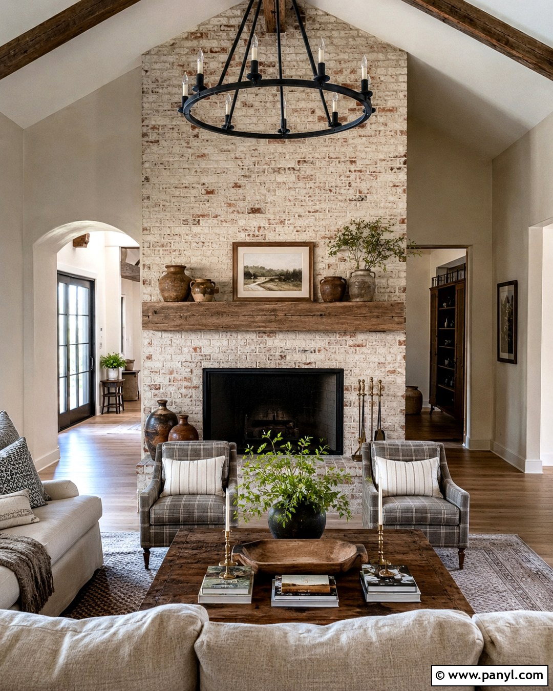 Soft Cream Limewashed Brick Fireplace - 20 Brick Fireplace Coloring Ideas
