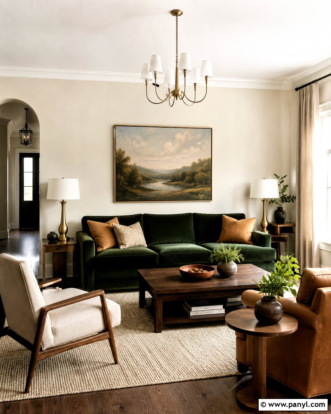 Soft Cream Wall Color With Green Sofa - 35 Wall Color For Green Sofa Ideas