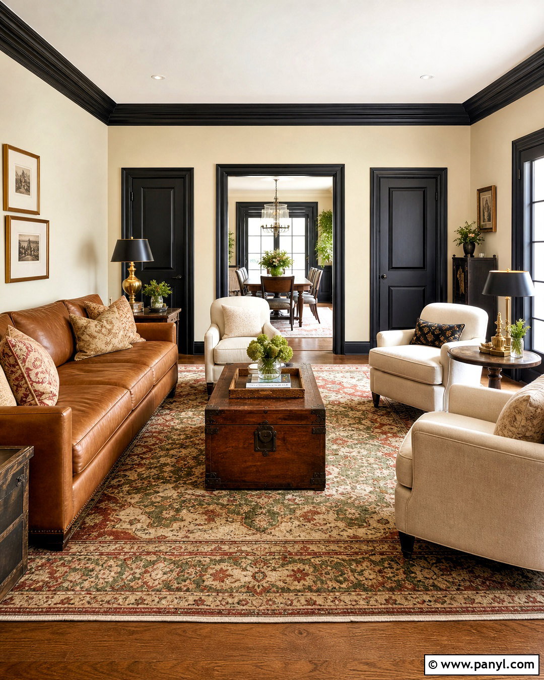 Soft Cream Walls With Black Trim - 20 black trim interior color schemes