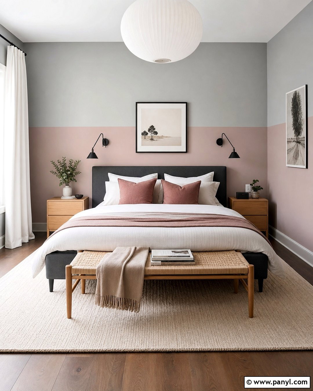 Soft Gray And Pale Pink Half Painted Walls - 35 half and half painted walls