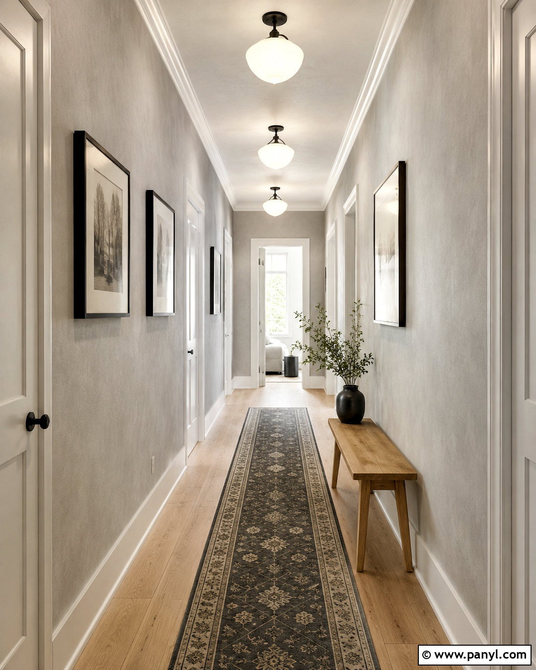 Soft Gray Color Washed Walls In A Hallway - 20 color washing walls