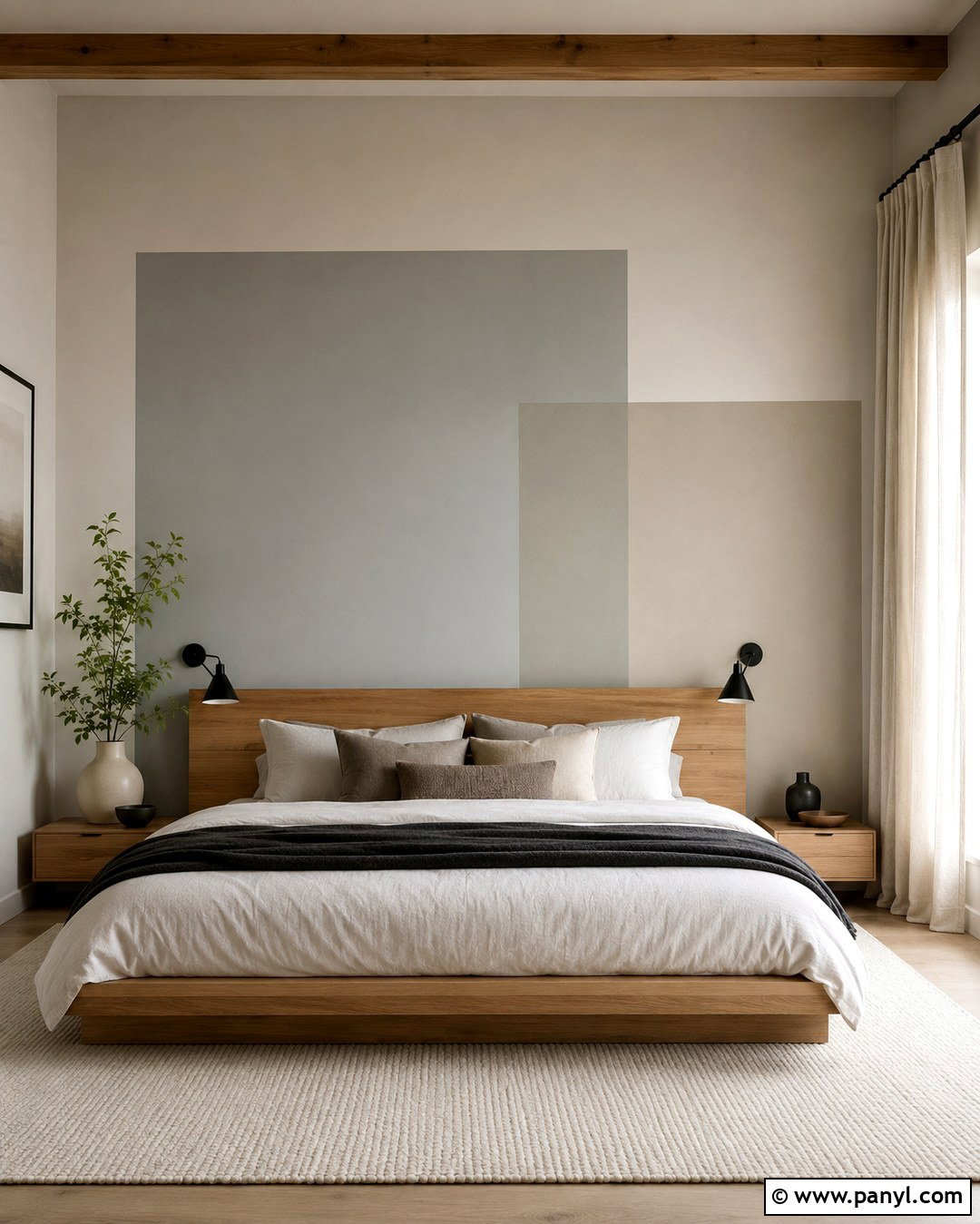 Soft Gray Geometric Wall Paint - 20 Color Block Wall Paint Inspiration Ideas