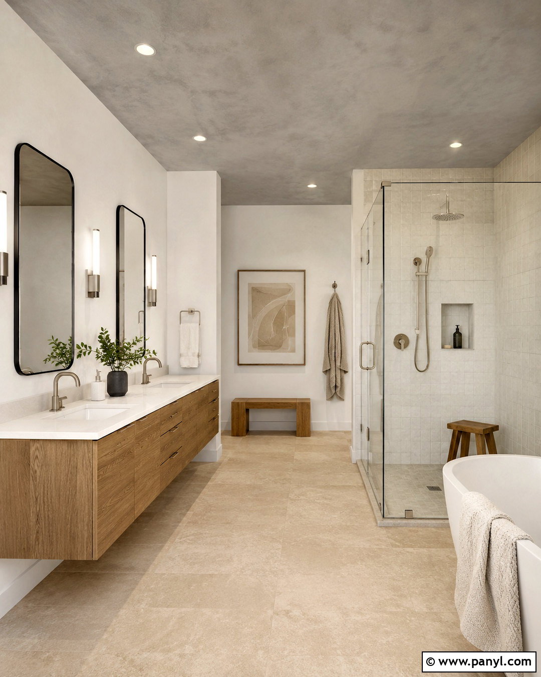 Soft Gray Limewash Ceiling Bathroom - 20 limewash ceiling ideas