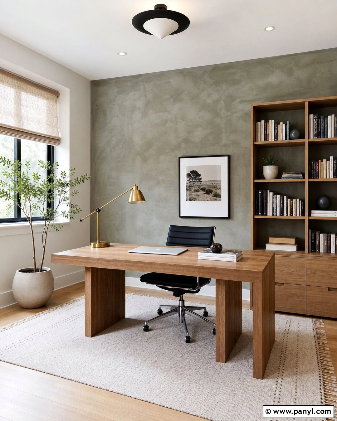 Soft Gray Limewash Home Office Wall - 35 limewash accent wall ideas