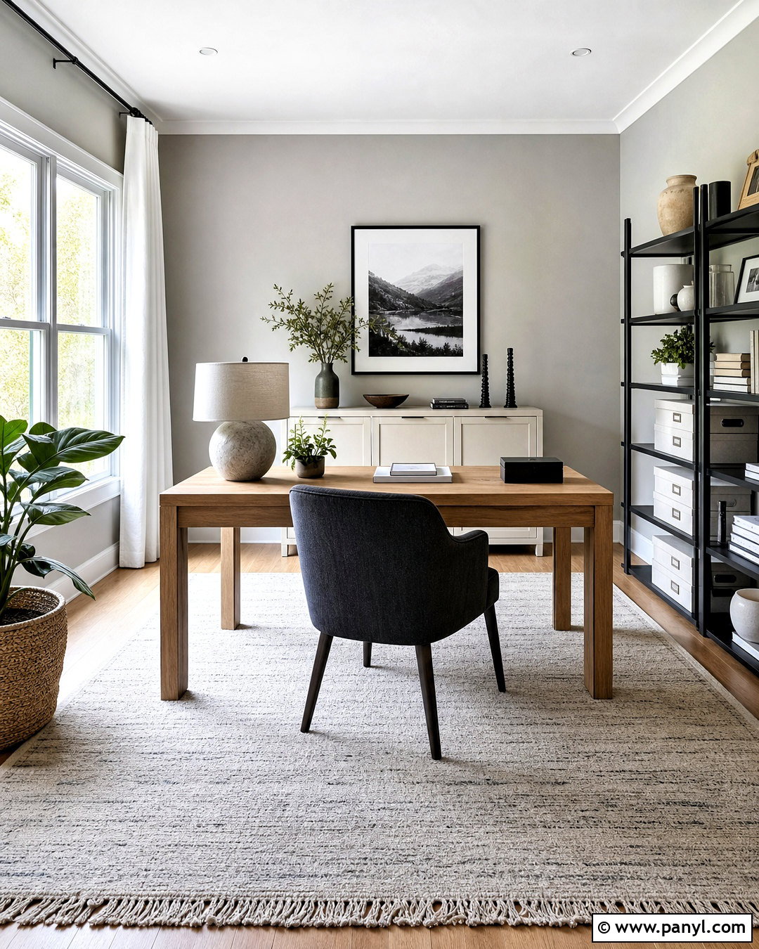 Soft Gray Neutral Home Office - 20 neutral interior design ideas