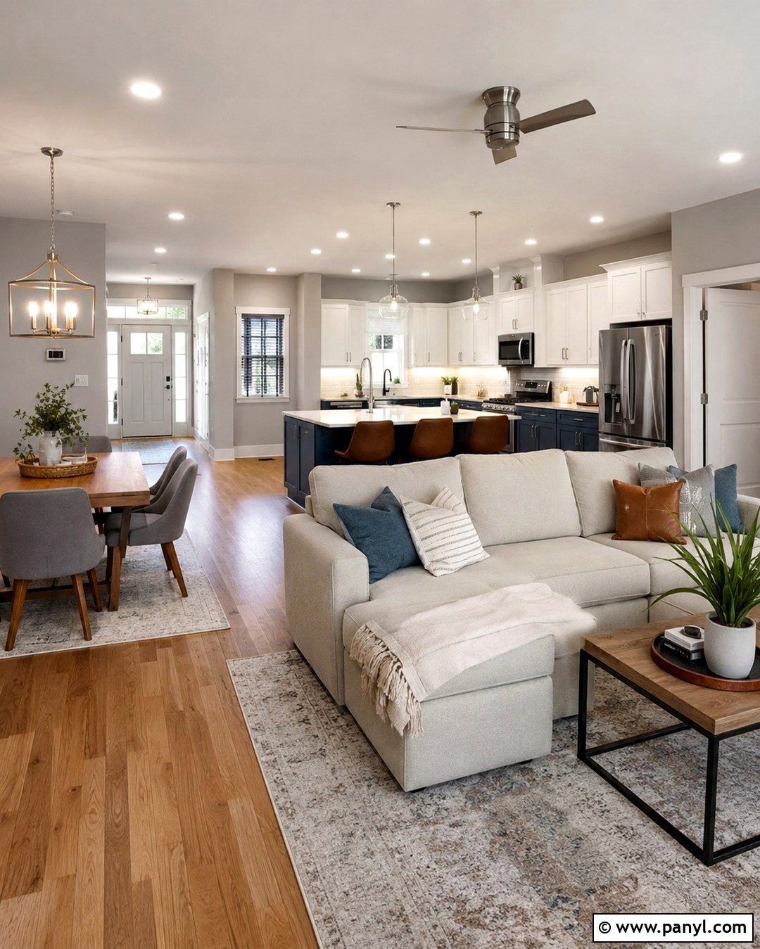 Soft Gray Open Plan Walls - 20 Open Plan Wall Colour Ideas