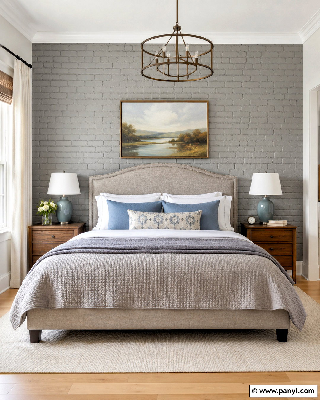 Soft Gray Painted Brick Bedroom - 20 brick painting interior ideas