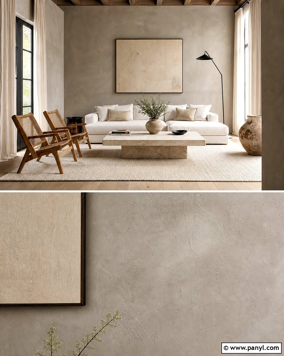 Soft Gray Roman Clay Living Room - 20 roman clay walls