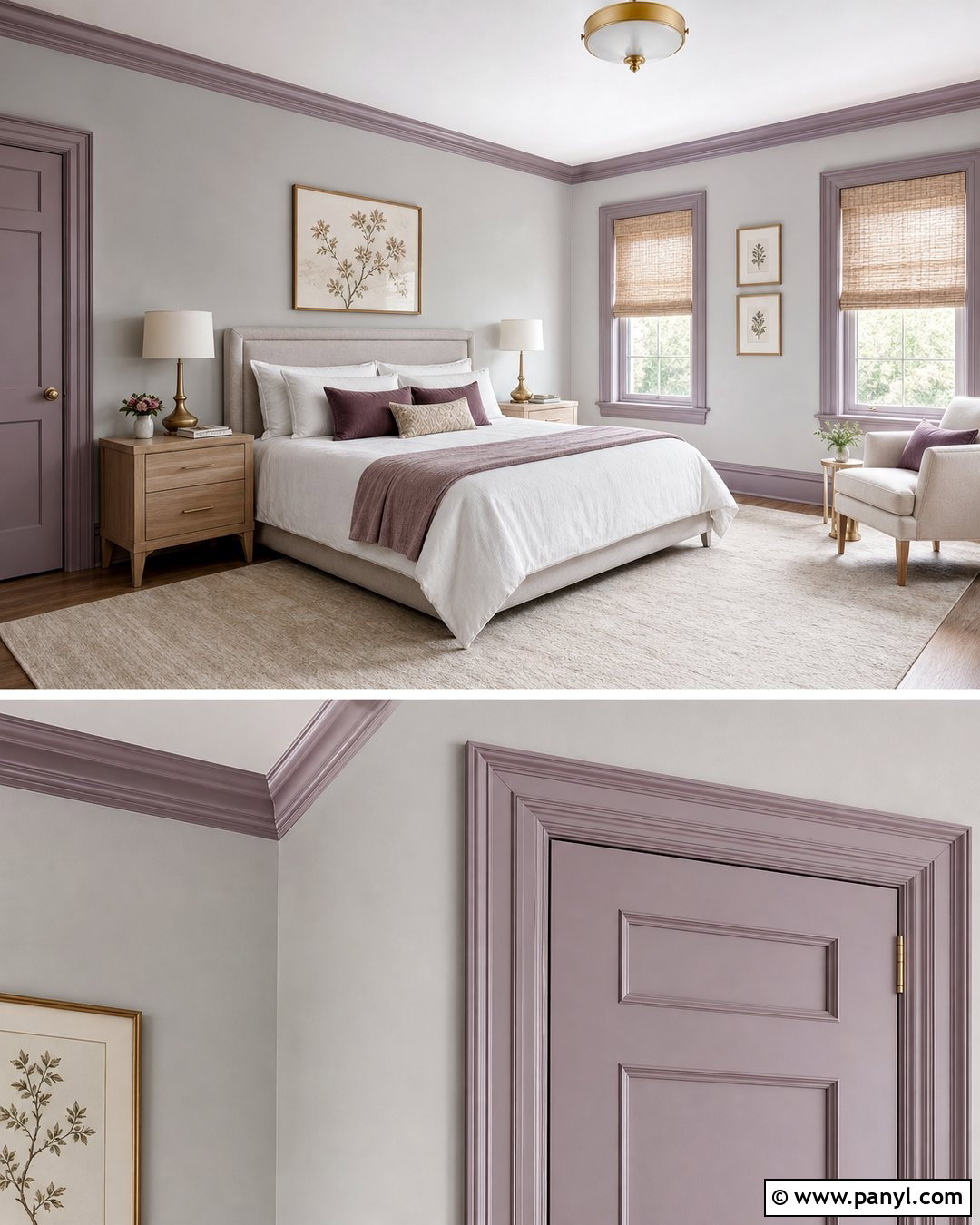 Soft Gray Walls With Lavender Trim - 20 Light Walls Colored Trim Ideas