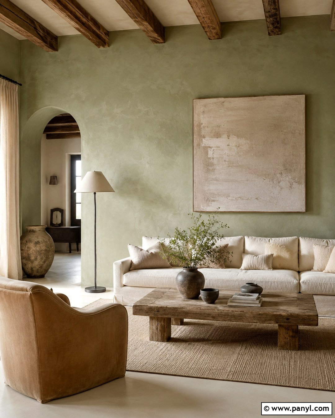 Soft Green Limewash Living Room - 20 Soft Green Wall Color Ideas
