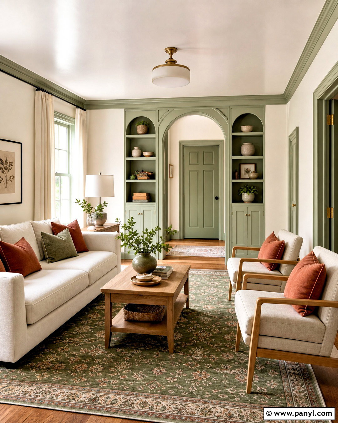 Soft Green Painted Trim - 20 soft green paint color ideas