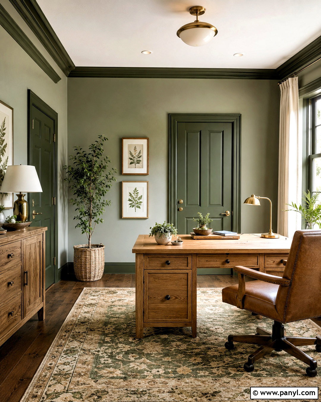 Soft Green Walls With Dark Green Doors - 35 Wall And Door Color Combination Ideas