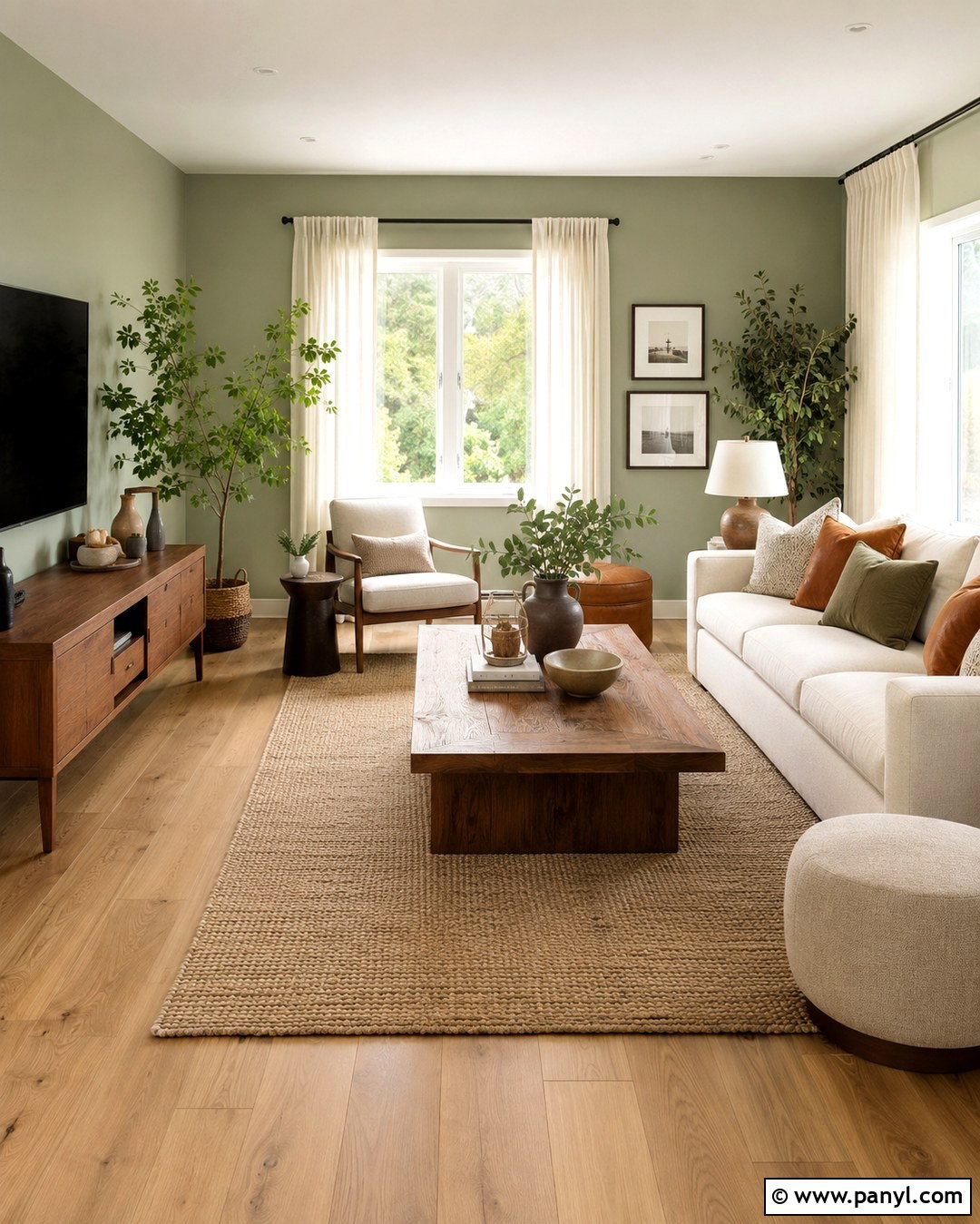 Soft Green Walls With Natural Wood - 20 Soft Green Wall Color Ideas