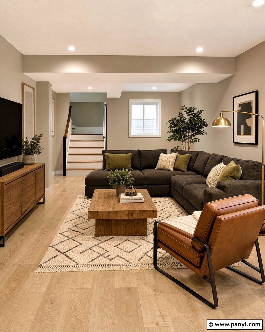 Soft Greige Basement Living Room - 20 basement colors ideas