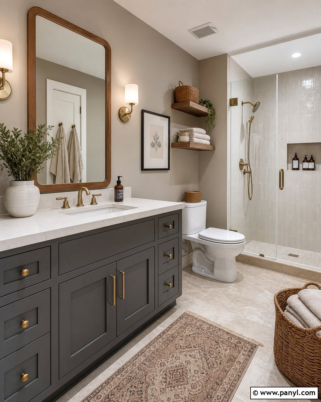 Soft Greige Bathroom Walls - 35 grey vanity bathroom wall colors