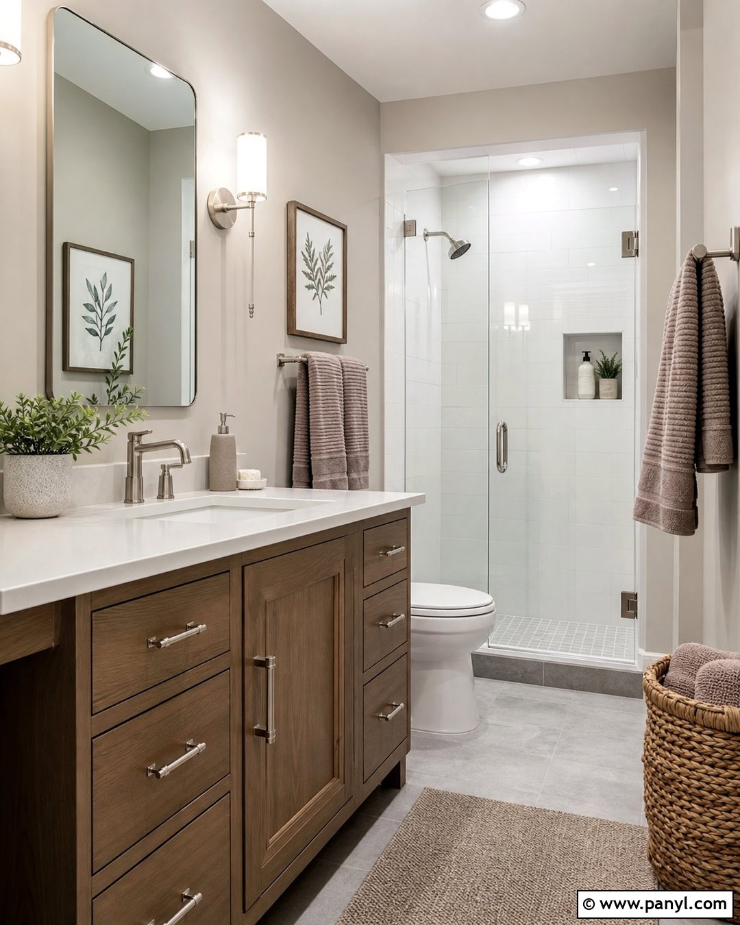Soft Greige Bathroom Walls - 25 Painted Walls Bathroom Ideas