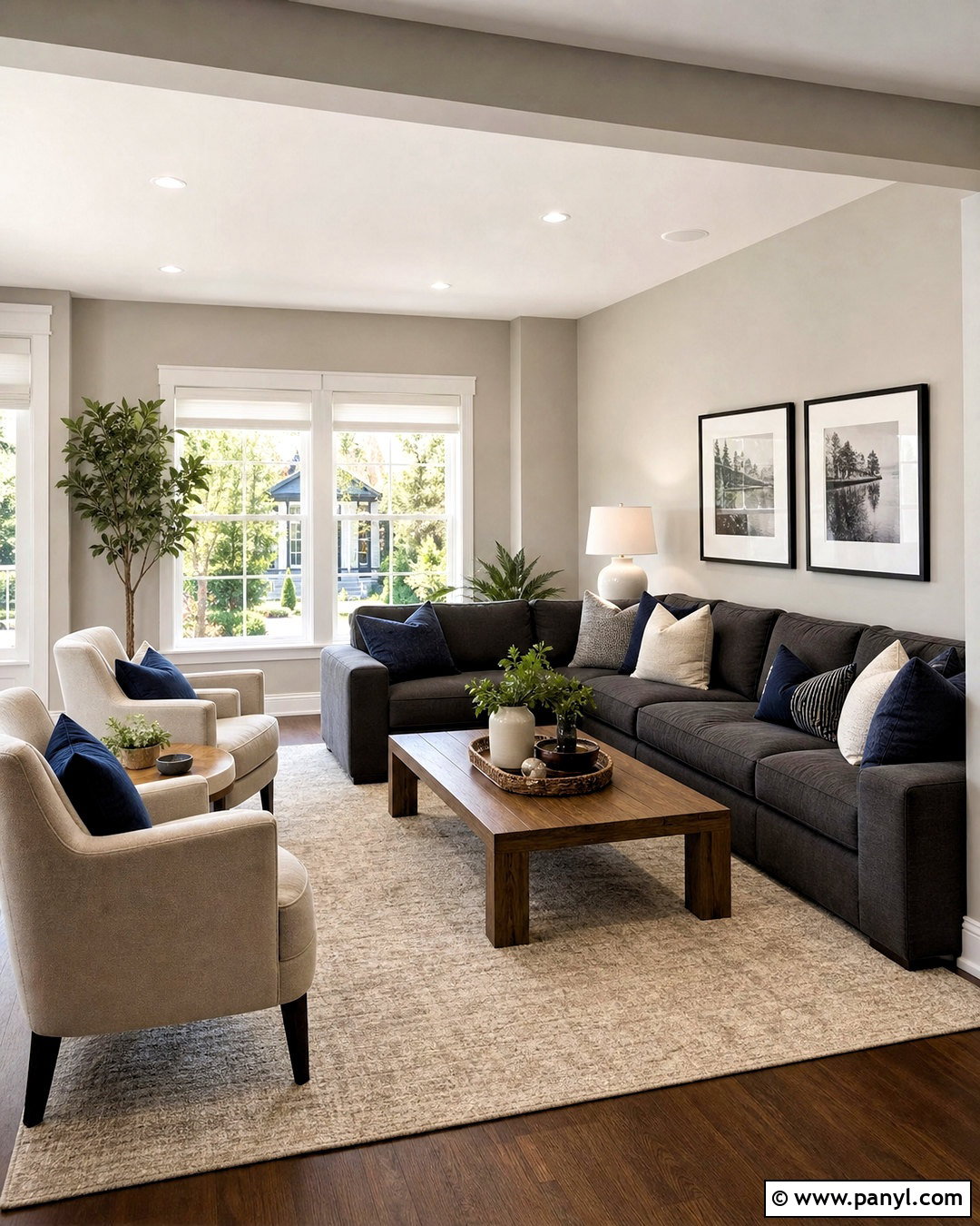 Soft Greige Family Room - 20 family room paint color ideas
