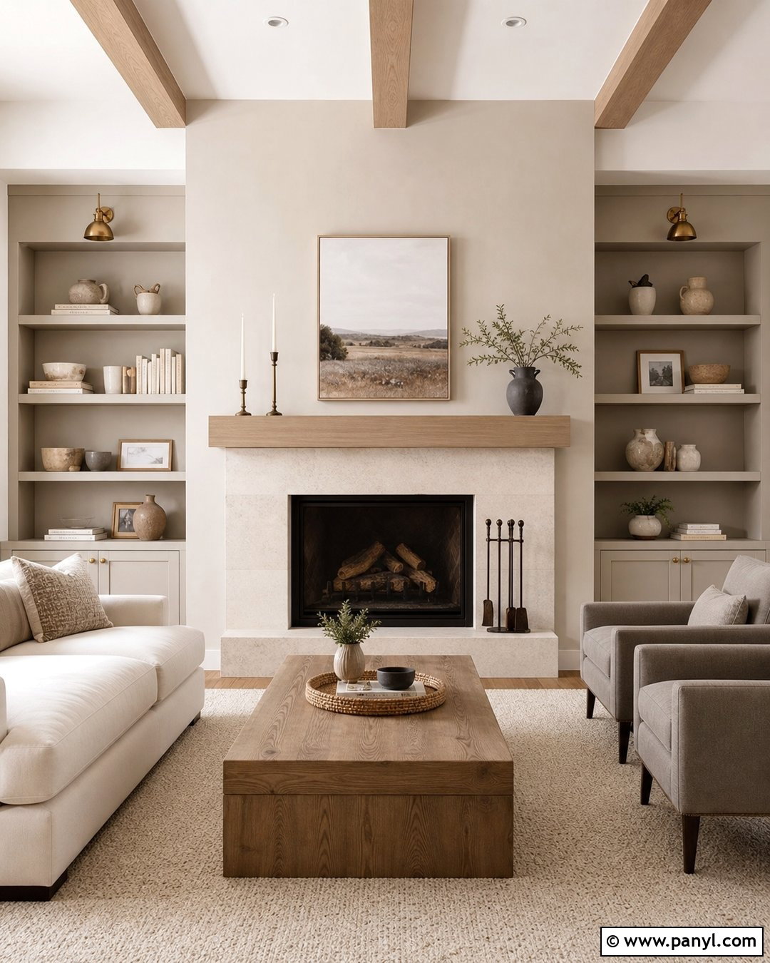 Soft Greige Fireplace Wall - 25 Fireplace Wall Paint Ideas