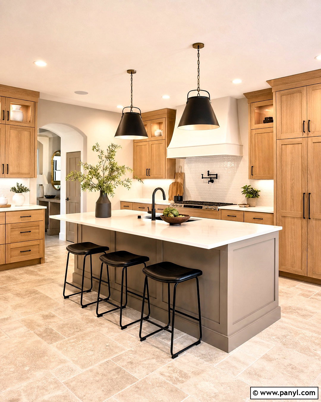 Soft Greige Kitchen With Oak Cabinets - 20 kitchen paint colors with oak cabinets