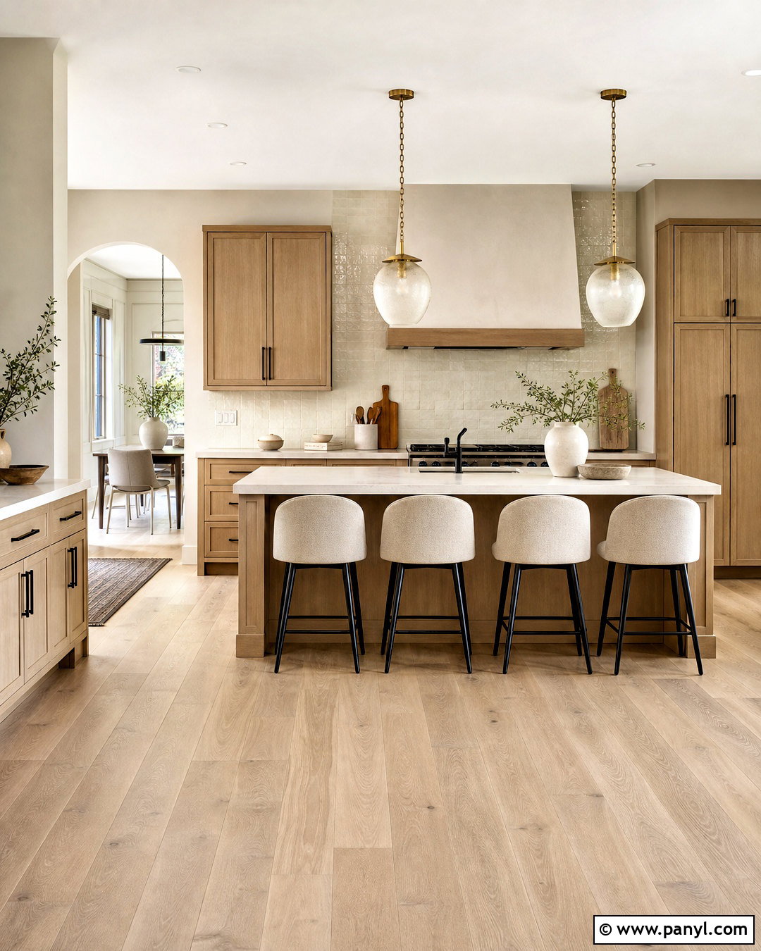 Soft Greige Kitchen With Oak Cabinets - 20 kitchen color schemes with oak cabinets
