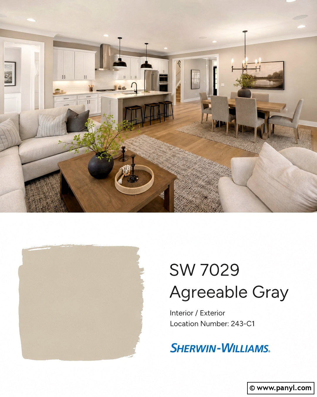 Soft Greige Open Plan Room Paint Color - 20 room paint colour ideas